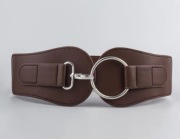 Szeroki pasek elastyczny brązowy z eko skóry 1XL