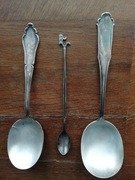 Trzy zabytkowe platerowe- posrebrzane łyżki