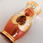 **wazon Biedermeier**różowe szkło kryształowe BOHEMIA 1950+