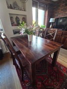 Stół 150/90 rozkładany do 250/90 + 4 krzesła z drewna  palisander. 