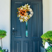 Jesienny wianek z dyniami i słonecznikami rękodzieło 45 cm