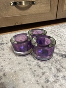 Komplet 3 Szklanych Świeczników Tealight w Odcieniu Fioletu i Purpury 