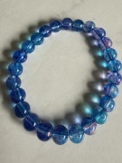 Bransoletka szklana 8 mm – niebiesko-turkusowa