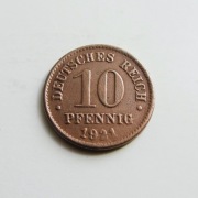 5 # Niemcy 10 Pfennig 1921  Wilhelm 2  żelazo