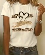 Biały T-shirt serce panterka rozm XL