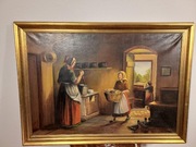 Stary obraz na płótnie sygnowany 