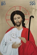 Dobry Pasterz, ikona deska tempera