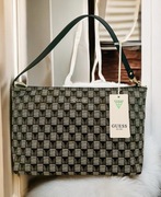 GUESS TOREBKA NOWA KOSMETYCZKA SASZETKA EKO SKÓRA LOGO CZARNA BEŻ NA RAMIĘ