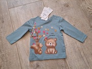 Bluzka/ t-shirt niemowlęcy, niebieski z misiem - rozm 68