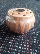 Ikebana wazon ceramika szkliwiona PRL