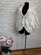 Boho sweterek narzutka ażur kordonka plus size duży biust 