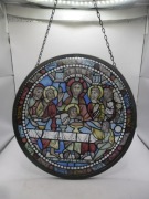 OSTATNIA WIECZERZA STARY WITRAŻ NA SZKLE MALOWANY