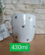 Kubek porcelanowy 430ml w złote serca serduszka 