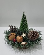 Stroik Boże Narodzenie na pniu choinka drewno ozdoba świąteczna 