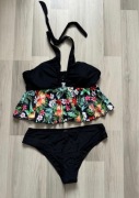 NOWE Sexowne Zmysłowe Tankini Strój kąpielowy XL czarno-wielokolorowe