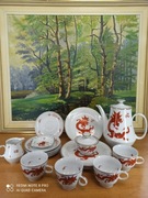 Zestaw porcelanowy Hauswald Freiberg – motyw czerwonego smoka