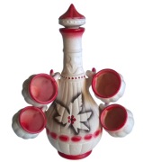 Karafka dzbanek na alkohol 21cm + 4 czarki kieliszki ceramika PRL WARTO