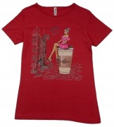 Damska bawełniana koszulka na krótki rękaw czerwona z aplikacją rozm. S