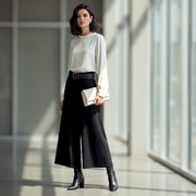 SPODNIE KULOTY PUNTO PALAZZO 80 cm WISKOZA Eleganckie r.38