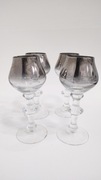 4 niewielkie kieliszki - szkło platynowane - lata 70-te