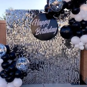 Panele cekinowe 24 sztuki srebrne ścianka balonowa