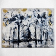 Nowoczesny obraz elegancki szary granat biel złoto