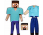 MINECRAFT STEVE KOSTIUM STRÓJ PRZEBRANIE NA BAL MASKA R.S 110/116