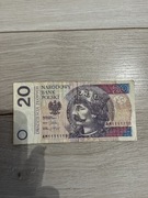 Banknot 20zł niespotykane numery