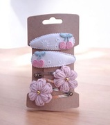 Spinki spineczki do włosów handmade 4 szt.  szydełkowe kwiatki wisienki