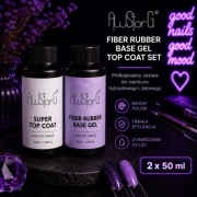 AuSforG Fiber Rubber Base Gel Top Coat Set 2x50ml UV LED