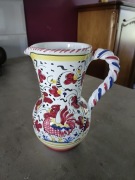 Ceramiczny dzbanek ręcznie malowany folk kogut vintage