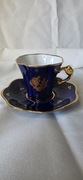 Limoges France duet do kawy, kobalt, espresso