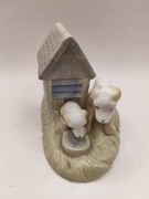 Figurka porcelanowa psy w budzie labrador Vintage ręcznie malowana 