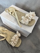 Sandały na plecionej podeszwie z kwiatami Zara 37