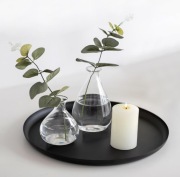 Metalowa Okrągła Taca / Podstawka pod Świece (28 cm) - Czarny Mat