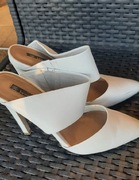 Klapki mule szplka skóra naturalna białe kremowe