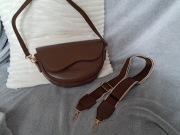 Brązowa czekoladowa torebka z dwoma paskami w zestawie