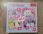 PUZZLE 4W1 ZABAWNE KOTKI - puzzle trefl - JAK NOWE