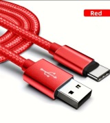 Kabel USB Typ C "Red" Fast Charge USB-C Nylonowy Mocny 1m