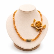 Naszyjnik Vintage PRL Prasowany Bursztyn Korale Unikat Kolekcjonerski 