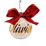 Personalizowana bombka choinkowa akrylowa z kokardą 8 cm z imieniem