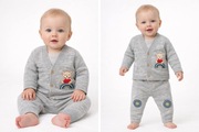 Dwuczęściowy dzianinowy komplet  dla niemowlaka 3-6 miesięcy (56-68 cm)