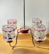 Piękny żyrandol z czterema kloszami PRL