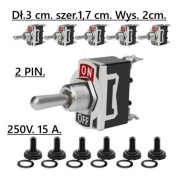 Przełączniki  ON/OFF 250 V 15 A. dwa PIN. 