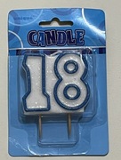 Świeczka urodzinowa niebieska 18