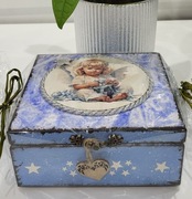 Szkatułka pudełko skrzynka kufer  rękodzieło  Anioł prezent  gwiazdka