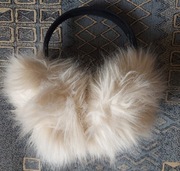 Nauszniki zimowe damskie z futerkiem ciepłe beżowe opaska słuchawki okazja