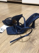 Zara sandałki brokatowe granatowe