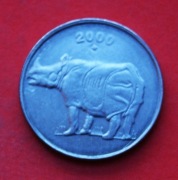 25  Paise  2000 B  r  -   Indie   Nosorożec