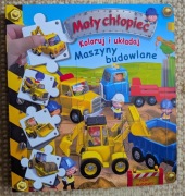 Mały chłopiec. Koloruj i układaj. Maszyny budowlane